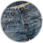 100 % cotton denim Whiskers, abrasion and holes with Laser Blaze